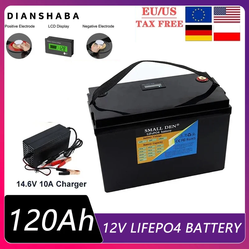 12V 120Ah 160Ah 280Ah LiFePO4 Rechargeable Battery Pack With BMS For High Power Solar E-vehicle boat Forklift Golf cart inverter