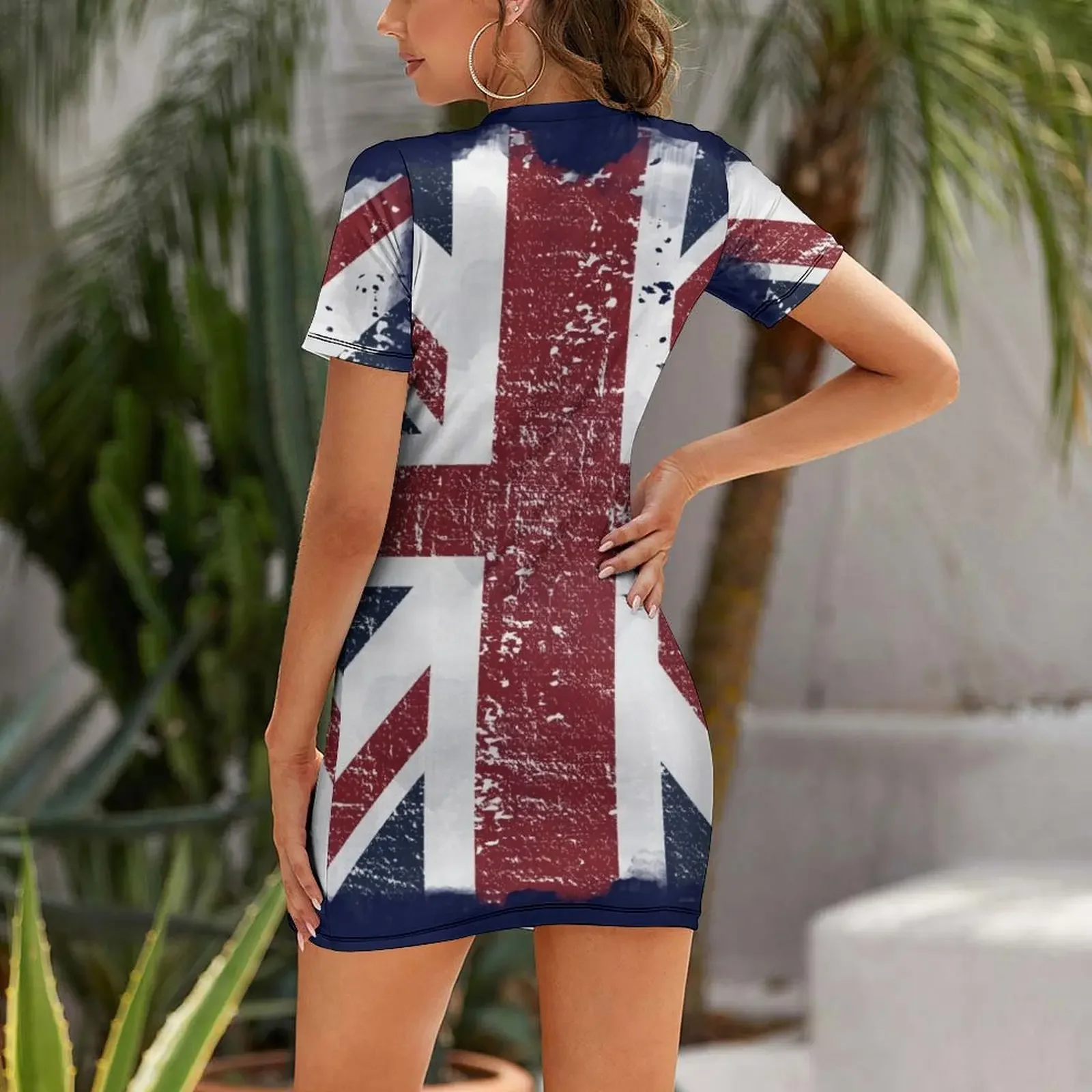 Drapeau britannique en détresse Grunge drapeau du royaume-uni Brexit t-shirt robe à manches courtes robes décontractées robe