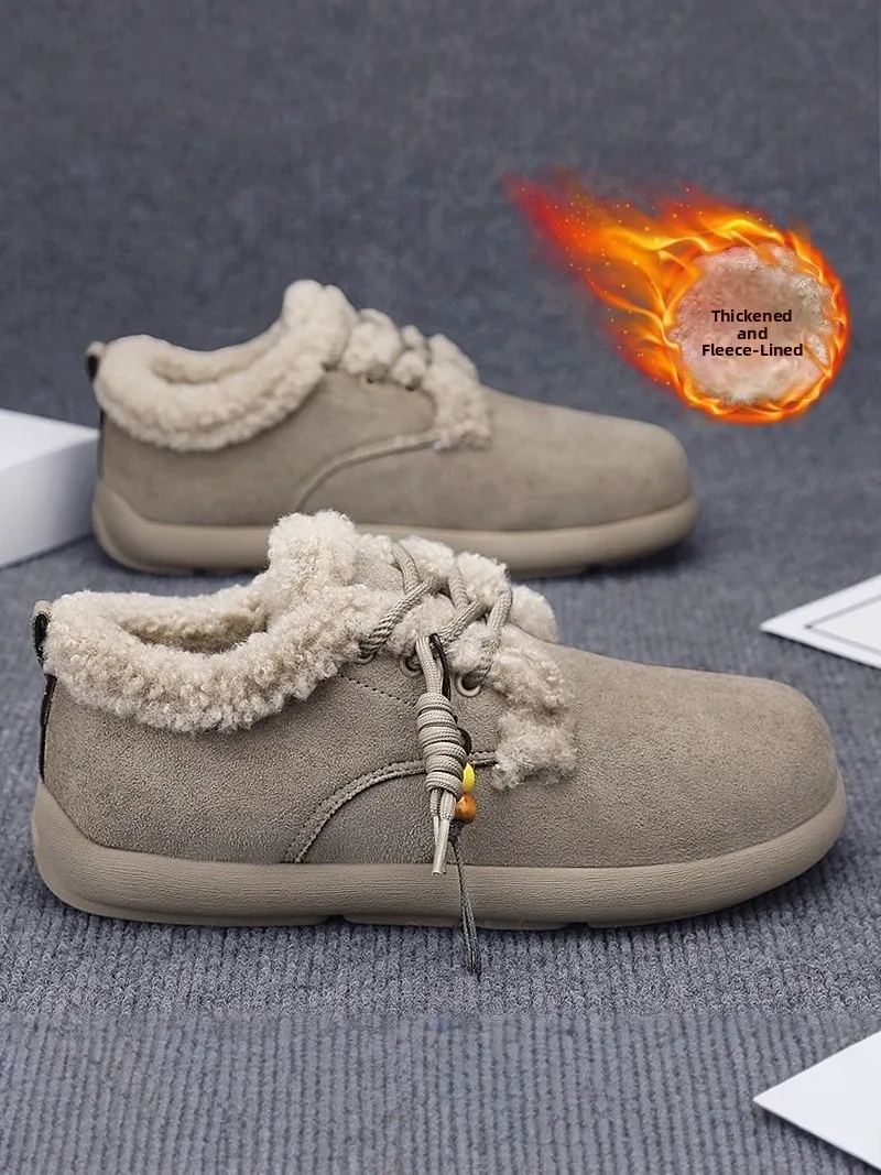 

Men's Winter Fleece Lined Sports Thick Bottomed Waterproof Casual Boots Warm Cotton Shoes with Buckle Design Anti-slip