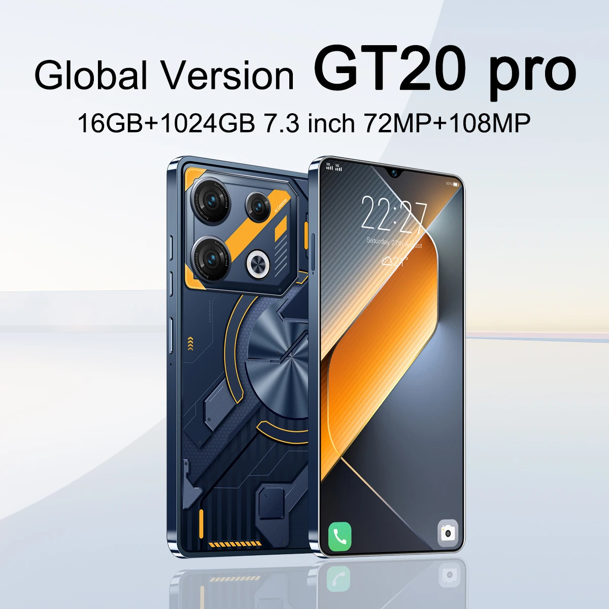 Original GT20 Pro - 7.3-inch Full-Screen Smartphone 16GB RAM 1TB Storage 108MP Camera Snapdragon 8 Gen3 Global 5G LTE Bands