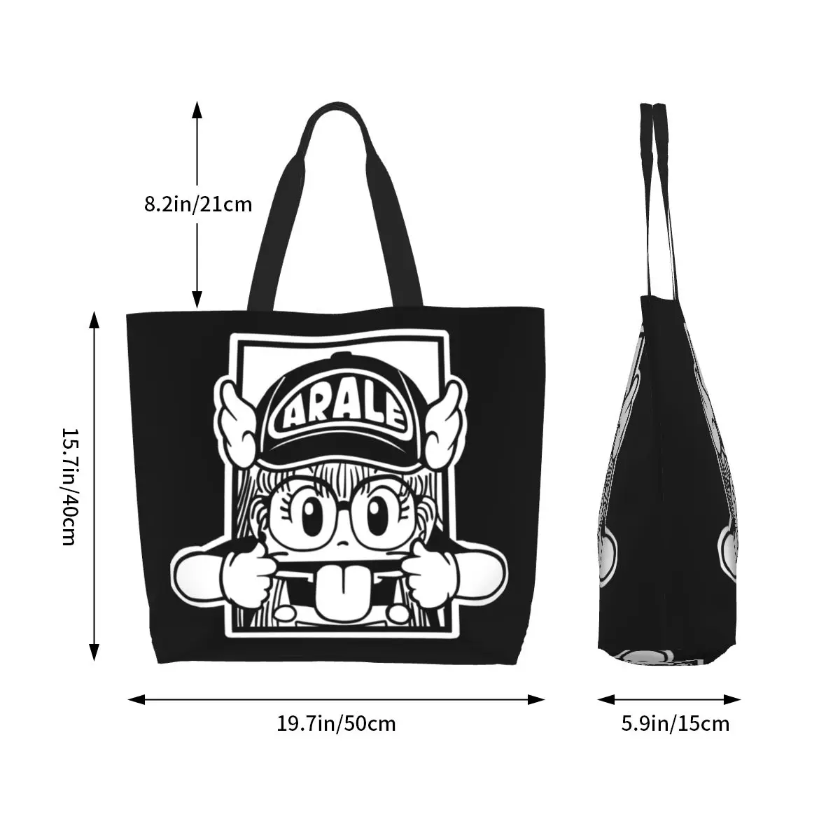 Funny Arale Norimaki Anime Grocery Shopping Bags Custom Print Canvas Shopper Shoulder Tote Bag Big Capacity Dr. Slump Handbag