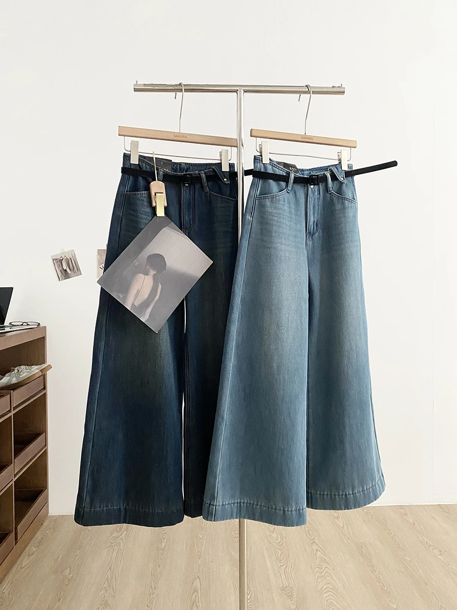 

High Waist Fleece Lined Wide Leg Jeans Women's Fashion Casual Drapey Versatile Korean Style Autumn New Arrival