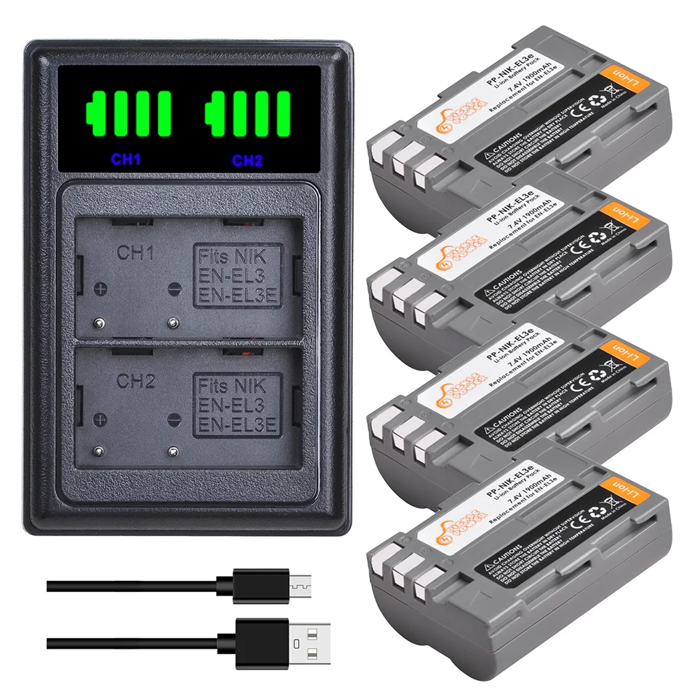 

Pickle Power EN-EL3e EN-EL3 Camera Digital Battery LED USB Dual Charger for Nikon D30 D50 D70 D70S D90 D80 D100 D200 D300 D300S