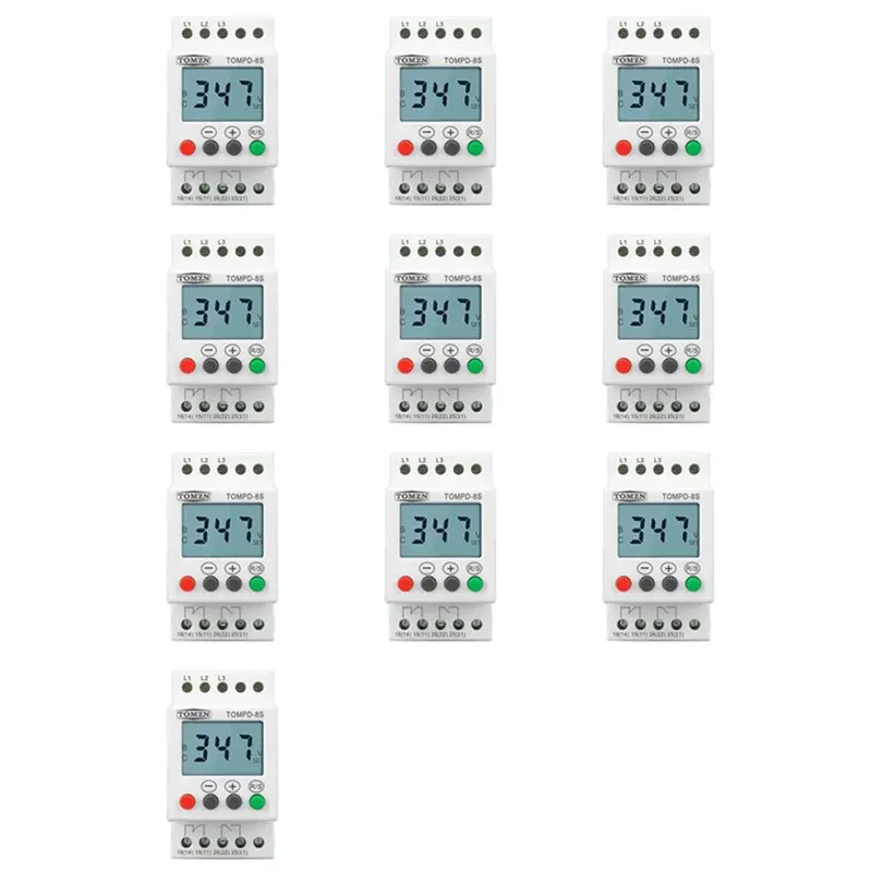 【HAPPY】10X 3 Phase Din Rail Adjustable Under Over Voltage Protector Voltage Monitoring Sequence Protection Relay