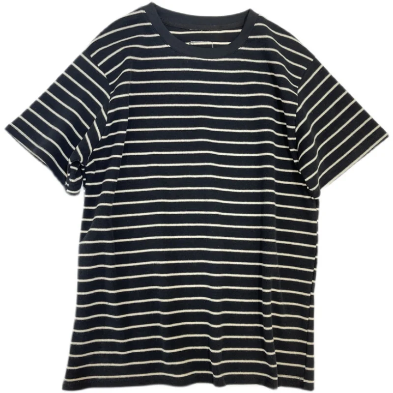 Korean Style Oversize Striped T-Shirt Women's Loose Casual Age-Defying Short Sleeve Top Summer Fashion Commute Print Cotton