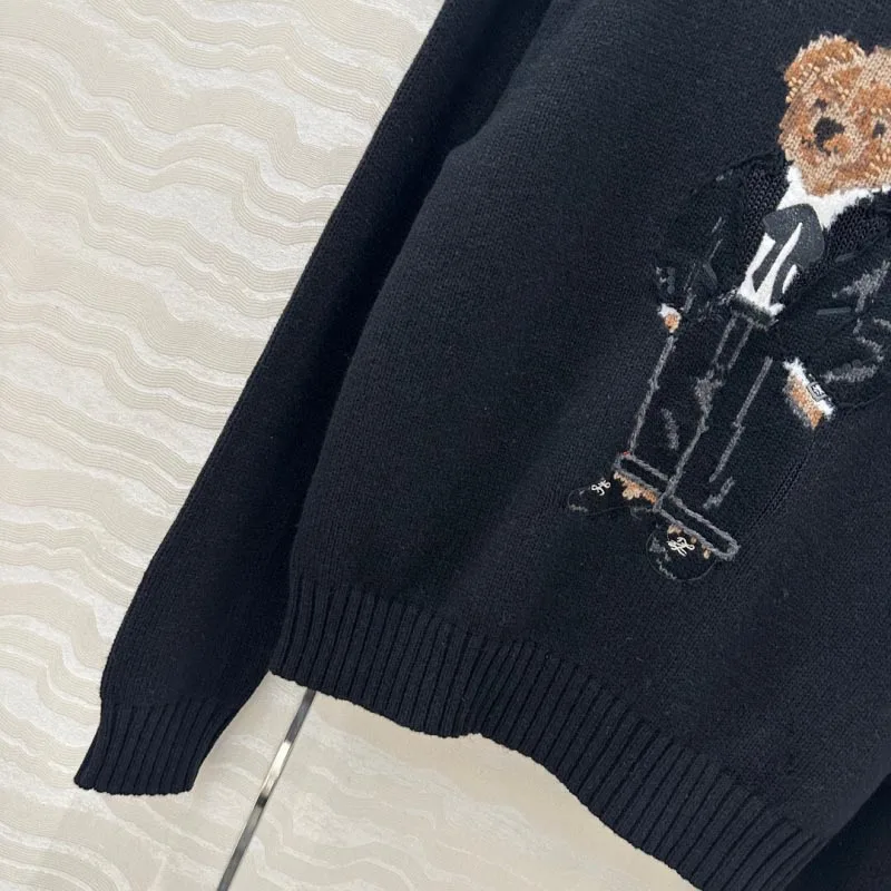 2024 Autumn/Winter New Women\'s Sweater Fashion Exquisite Cartoon Wearing Jacket Teddy Bear Cashmere Wool Pullover