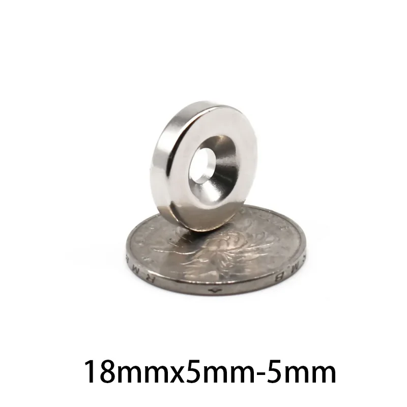 5~50PCS 18x5-5mm Permanent NdFeB Strong Magnets 18mm x 5mm Hole 5mm Round Countersunk Neodymium Magnetic Disc