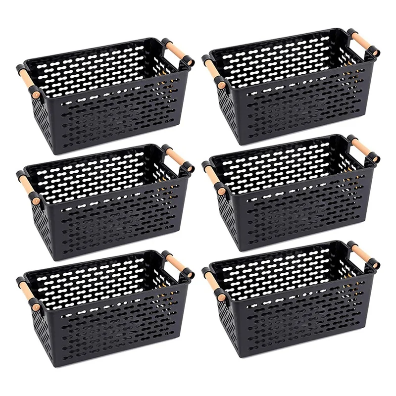 

Desktop Snack Storage Basket Hollow Storage Basket Portable Rectangular Plastic Frame Storage Sundries Box(6Pcs)