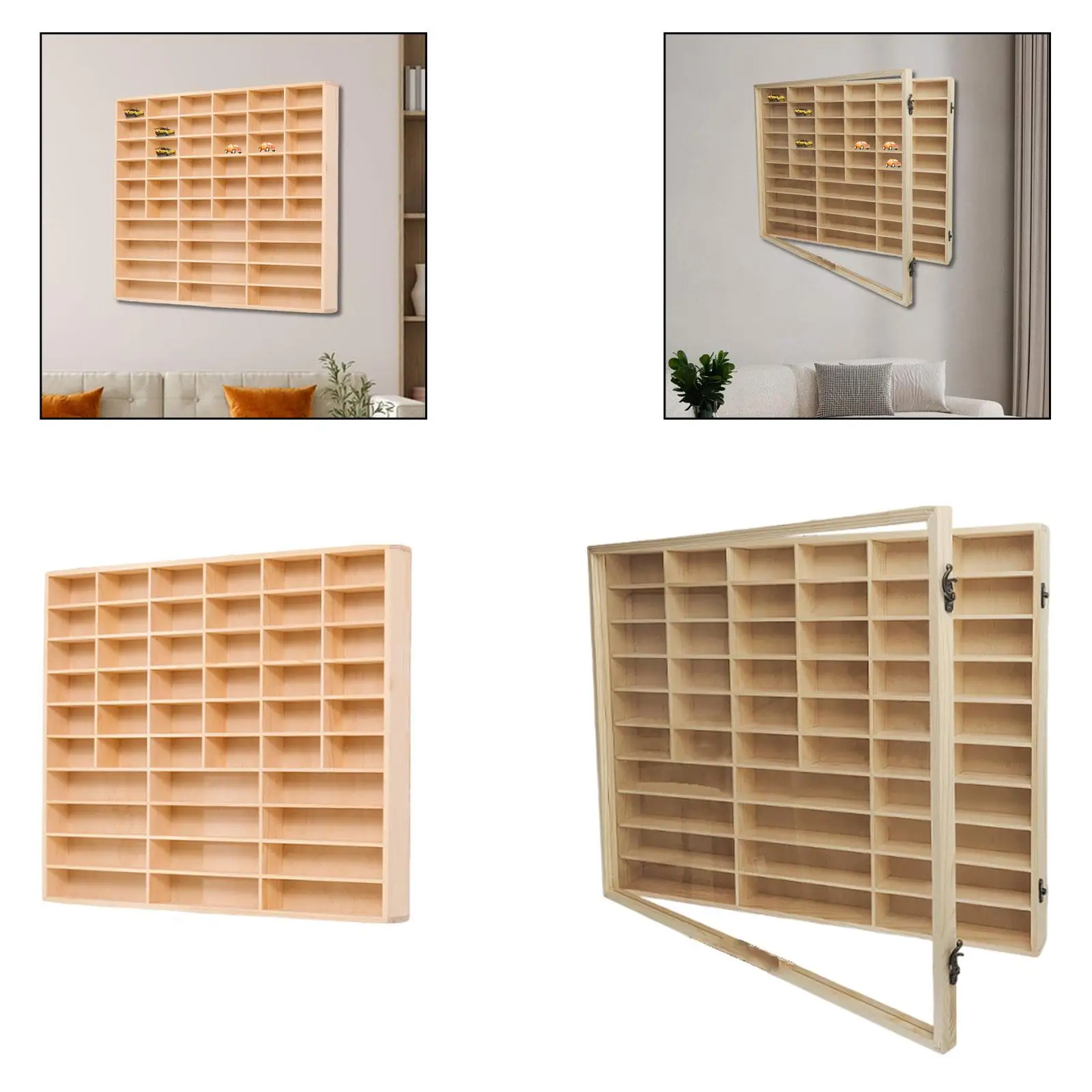 Holz-Spielzeugauto-Vitrine, Organizer, Organisation multifunktional, Vitrine, Modellauto-Aufbewahrungsregal, Wandmontage-Ausstellungsregal