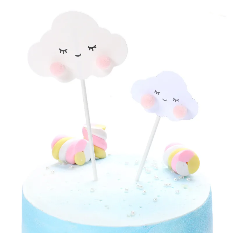 Multicolor Foam Ball Cake Topper Cloud Cake Decor Birthday Party Kids Baby Shower Dessert Baking Decoration Wedding Cake Decor