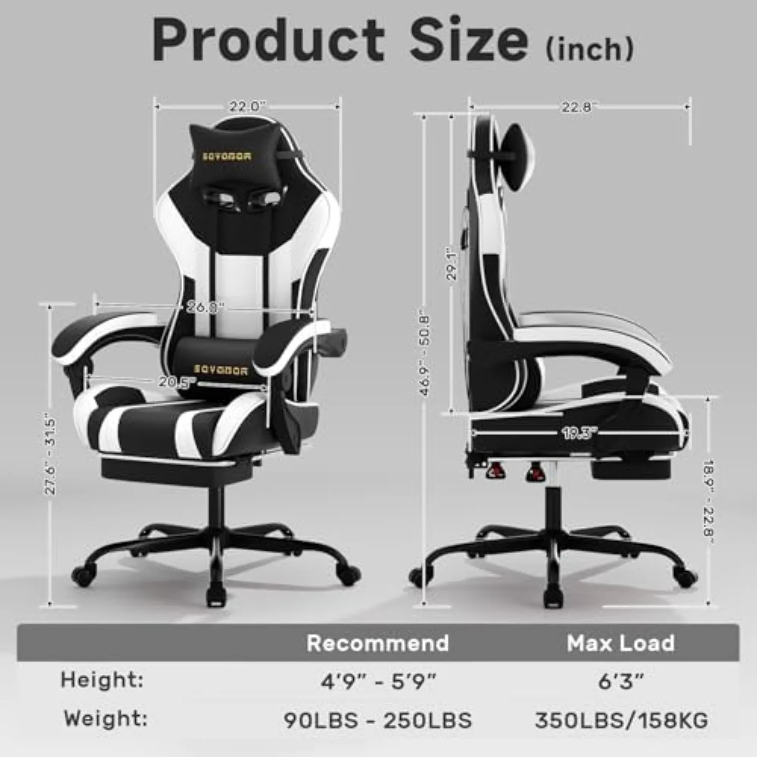 Ergonomic Gaming Chair,A Versatile 3-in-1 Video Game Chair for Work, Study, and Gaming,Features an Adjustable Backrest