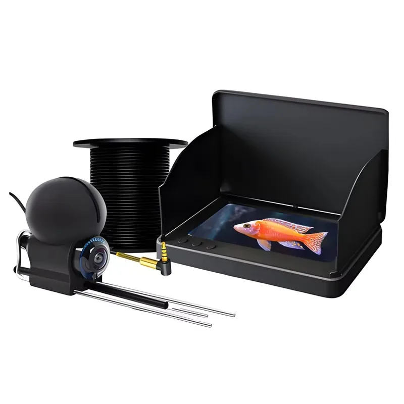 Telecamera per pesca subacquea con monitor da 4,3 pollici 12 lampade per visione notturna Telecamera per ricerca di pesca in acque profonde