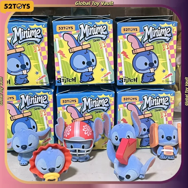 52toys Disney Stitch Minime Big Beans Blind Box Flocked Mini Figure Toy Cute Stitch Ornament Anime Girls Lovely Birthday Gift