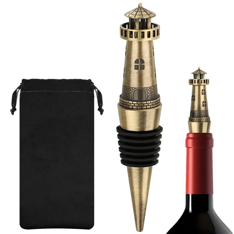 

Vintage Metal Bottle Stopper Nautical Lighthouse Wine Stoppers for Party Club Tool Wedding Champagne Savers Accessory