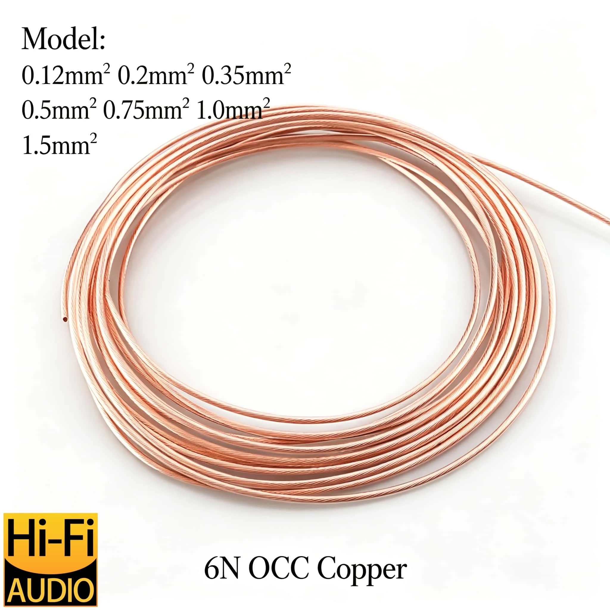 Audio Cable 6N OCC Pure Copper Wire PTFE Insulated Bulk Per Meter Hifi Audiophile DIY Cable for Speaker Headphone Power Intercon