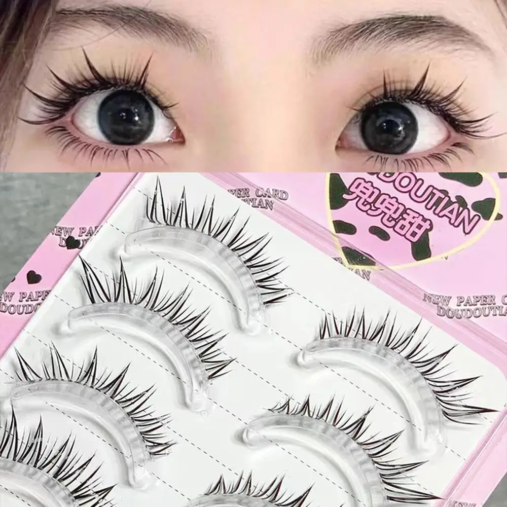 5 ペアナチュラルつけまつげコミックアイつけまつげ韓国うっすらエクステンションナチュラルセグメント化されたまつげバンドルメイクアップツール