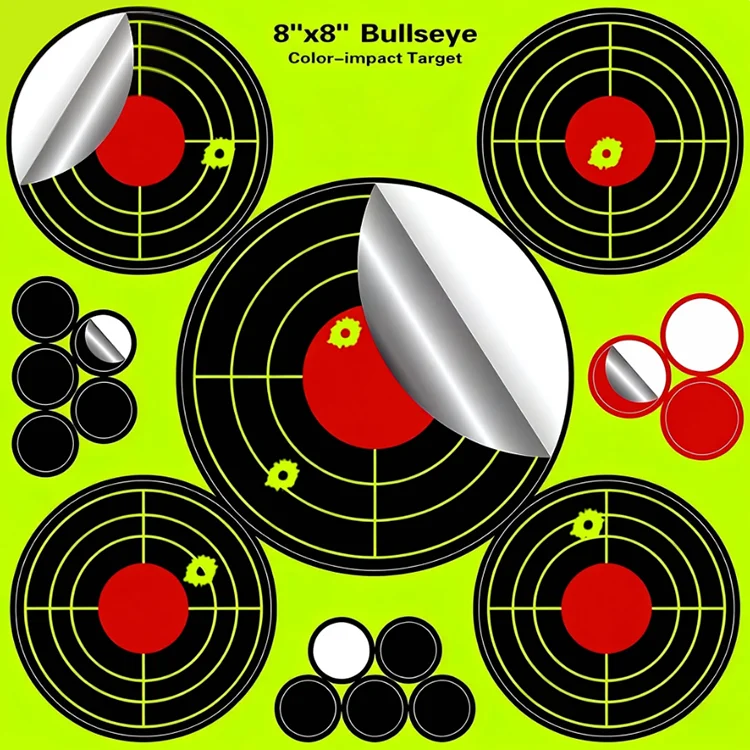 10/20/30Pcs 8 INCH Fluorescent Target Paper Gun Shooting Target Shooting Practice Reactive Sputtering Shooting Rifle Stickers
