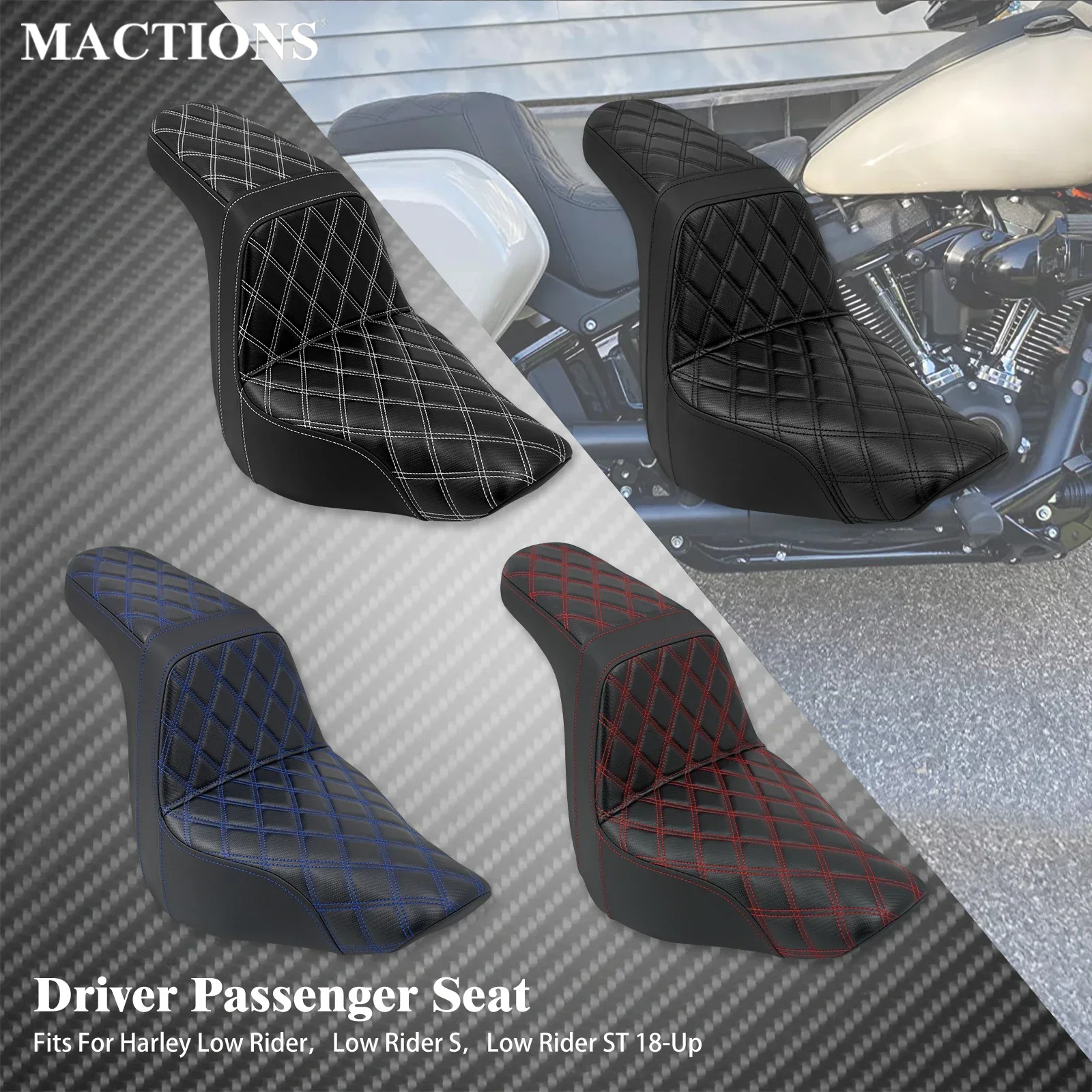 

Motorcycle Two-Up Seat Driver Front Rear Passenger Seat Cushion Pad For Harley Softail Low Rider ST FXLRS FXLR FXLRST 2018-2024