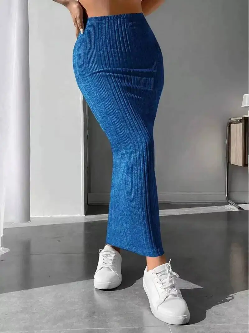 Women's Skirts Autumn Winter Decent Plain Natural Waist MIDI Wrap Casual Skirts Slim Knit Long Skirts 2026 New Fashion Q611