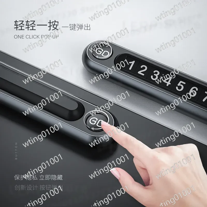 for Universal Car Luminous Temporary Parking Sign Metal Moving Number Plate Hidden License Display Night Glow Auto Accessory