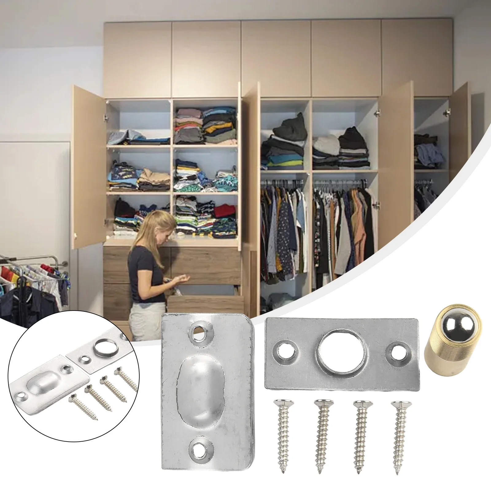 No Hassle Door Latch Furniture Door Spring Beads Lock Adjustable Tension for Perfect Catch Long Lasting Stainless Steel Material