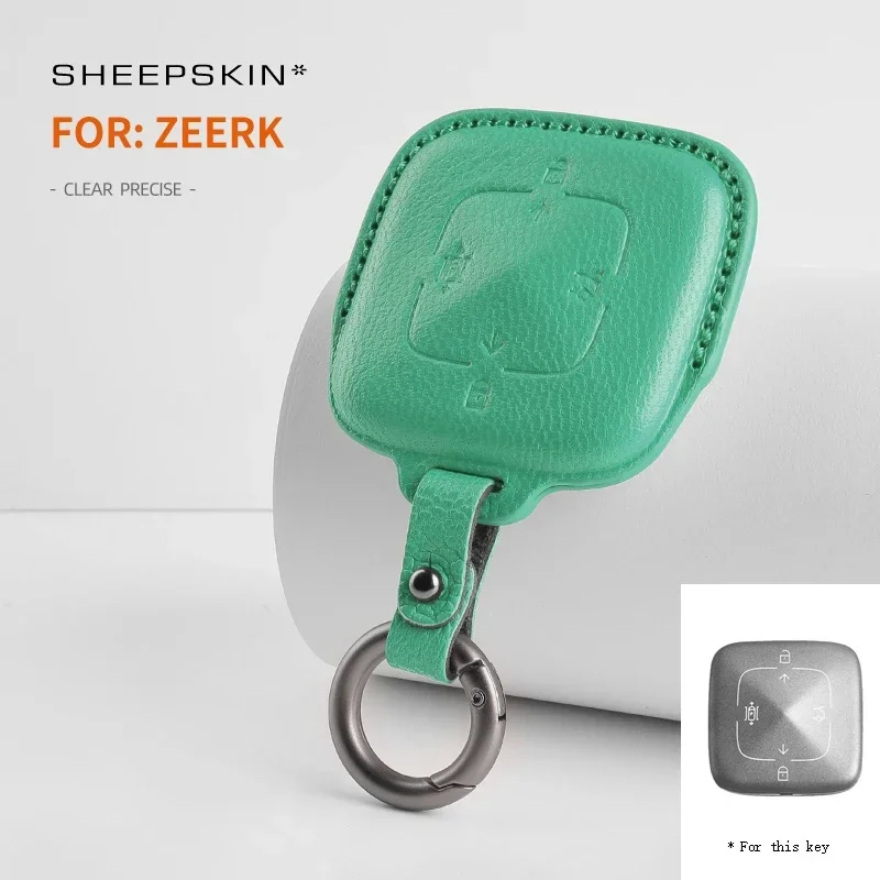 

Leather Car Key Case Cover for ZEEKR 001 X Smart Key Shell Protector Auto Remote Keychain Keyless Entry Accessory