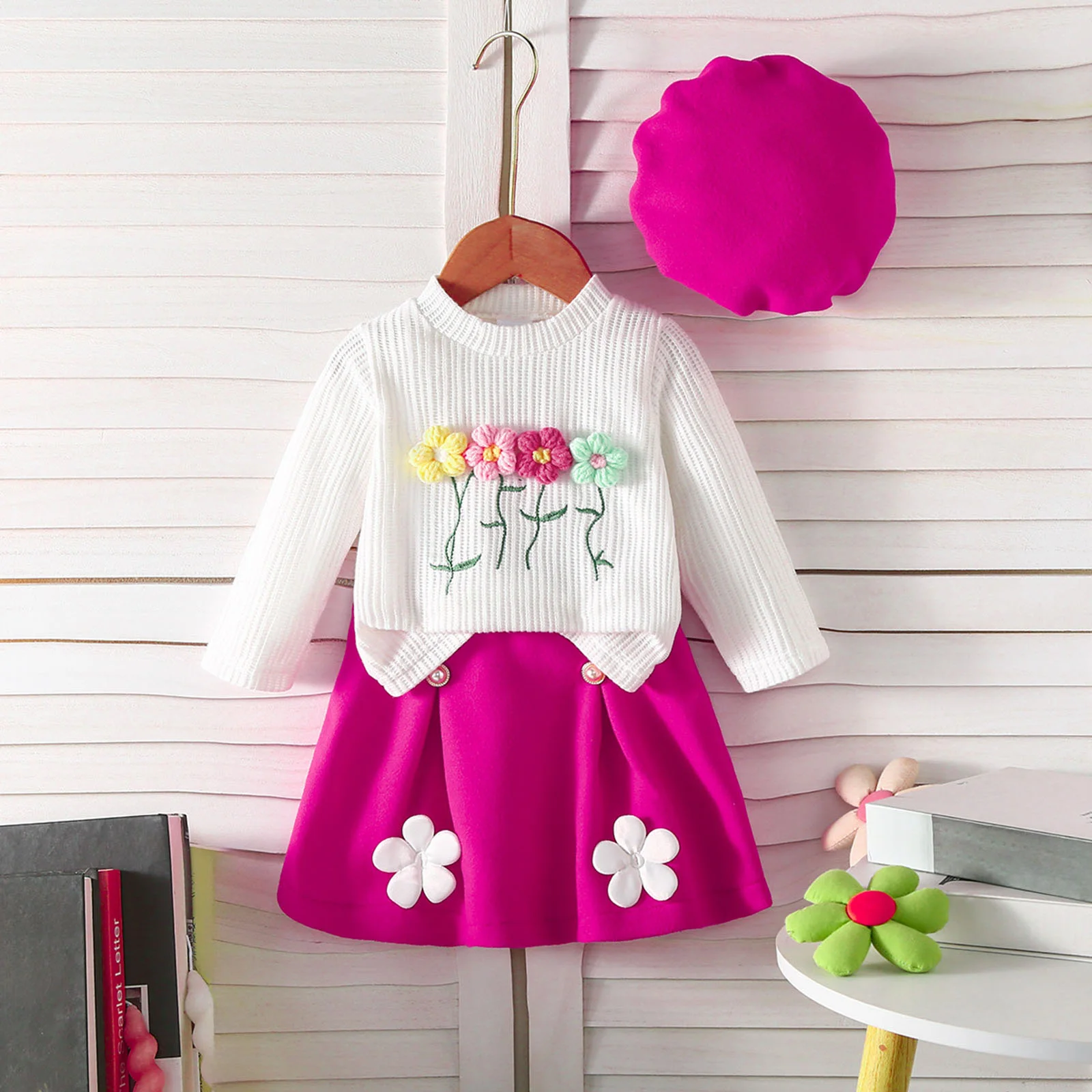 

Girls Outfits Size 5 Baby Girl Fall Outfits 3D Flower Romper Cute Ruffle Bow Overalls Skirt Set Infant Winter Legging Girl