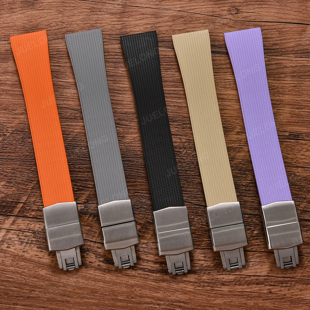 CTS 20mm FKM Rubber Watch Strap Unique Texture Quick Release Watchband With 4 Color Butterfly Buckle Durable Replacement Band Fo