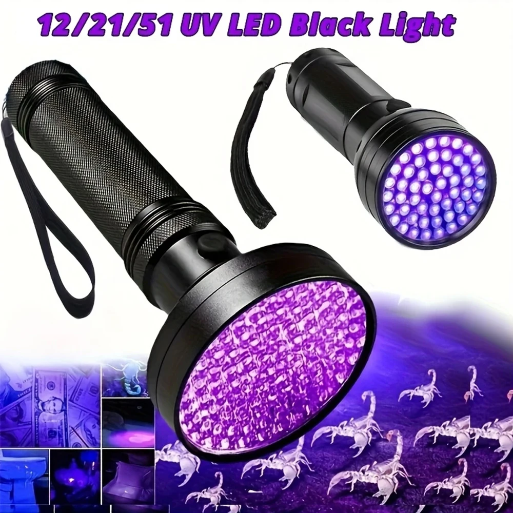 LED Portable UV Flashlight 395nm High Intensity Blacklight Torch, Pocket Flashlight Search for Dog Urine Pet Stain Scorpion