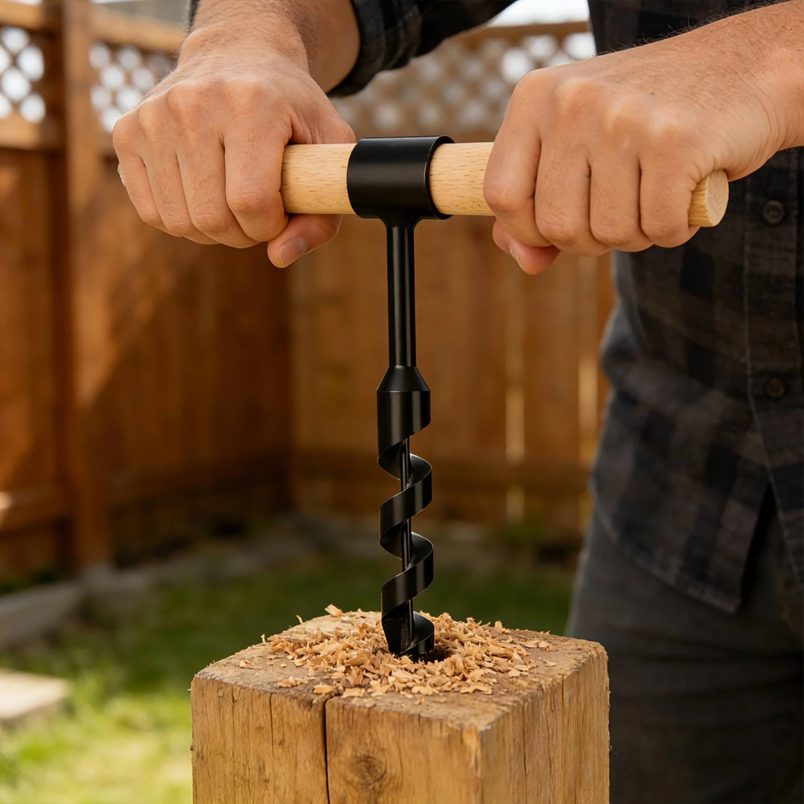 

Extended Wood Auger Chip Removal Manual Wood Auger Single Wing Drill Bit Long-Lasting Easy Drilling for Field