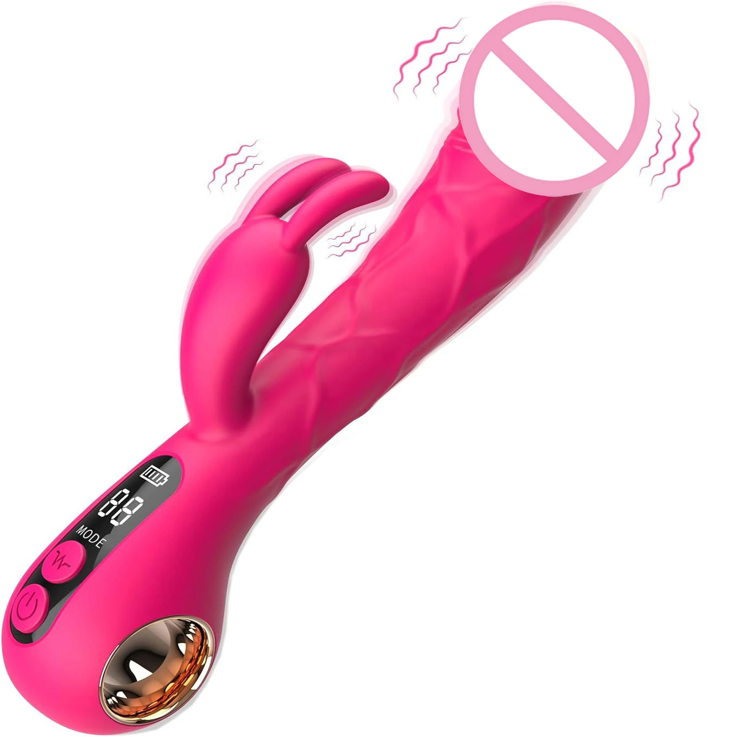 2 in 1 G-spot Rabbit Vibrator LCD Display Vibrating Realistic Dildo Anal Clitoral Vagina Massager Sext Adult Sex Toys for Women