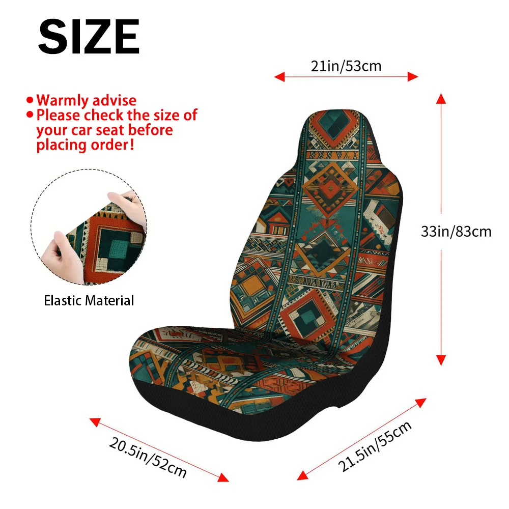 Set Of 2 Geometric Tribal Design Car Seat Covers – Universal Front Seat Protectors For Vehicles, Suvs & Sedans, Sturdy, To Insta