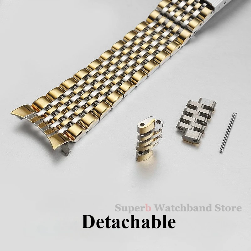 Curved End Solid Stainless Steel Watchbands for Omega Seamaster Speedmaster 18mm 19mm 20mm Men Business Replacement Strap