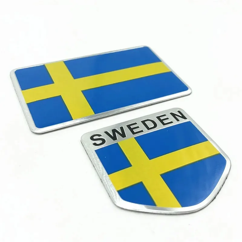 

3D Aluminum Car Sweden National Flag Map Emblem Sticker For Volvo XC40 XC60 S60 Auto Fender Side Rear Trunk Decal Badge Styling