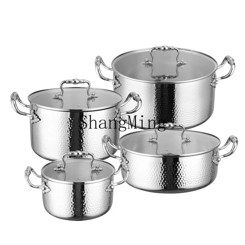 

PYH304 stainless steel hammer printing high-grade binaural pot hot pot household stew pot integrated thickened