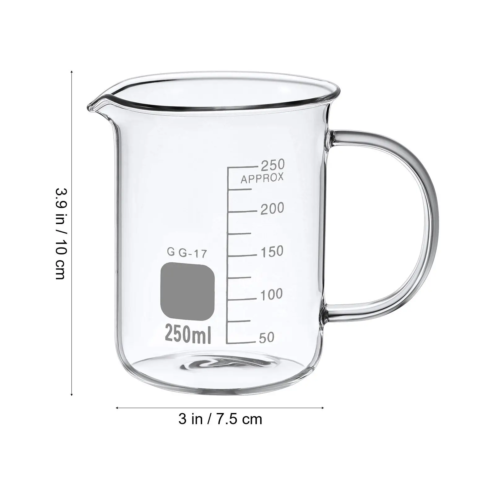 Beaker Mug 250Ml Glass Handle Heat Resistant Measuring Cup Coffee Chemistry Mug Science Gifts Glass Measuring Beaker