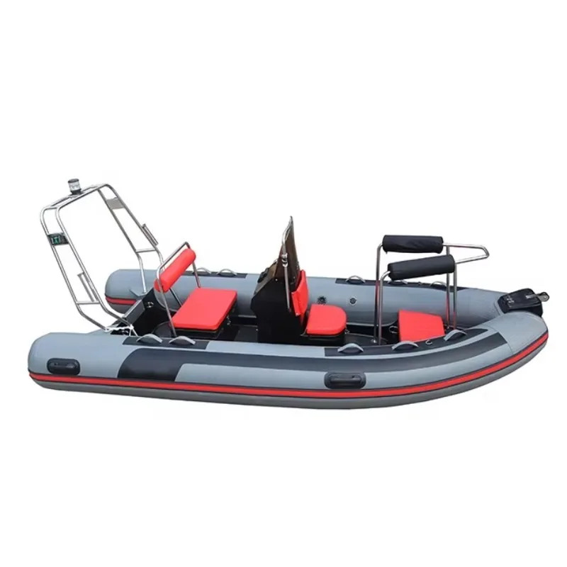 15ft RIB 430 Fiberglass Hull Deep V Shape PVC/Hypalon Inflatable Fishing Boat With Front Railing