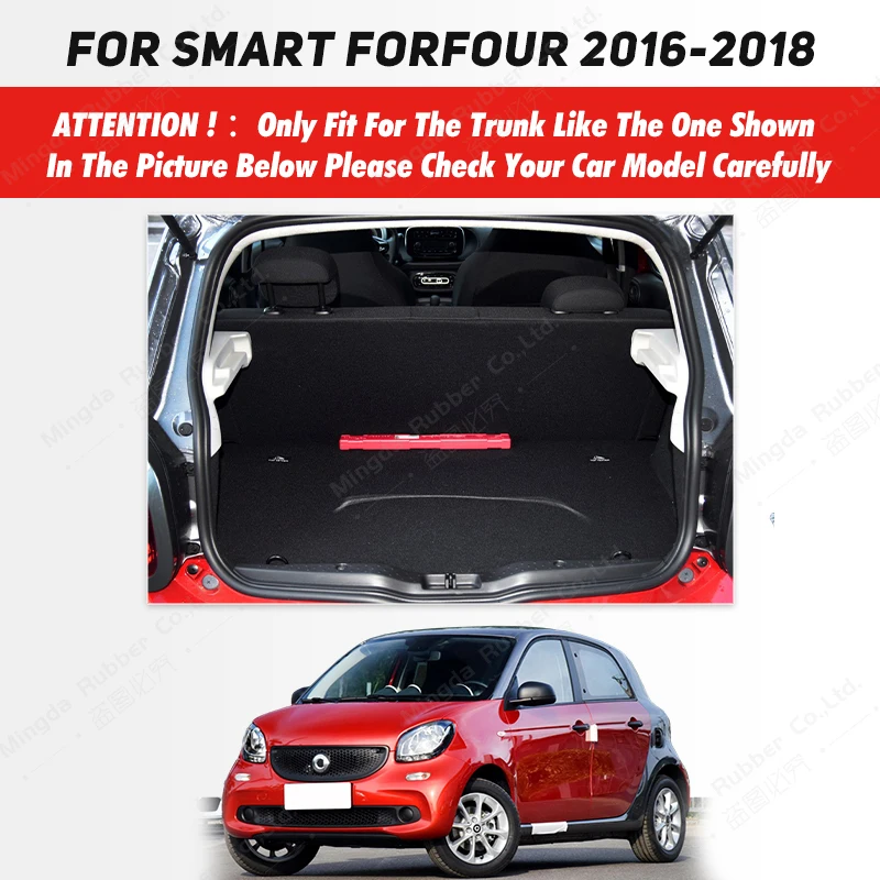 Auto Full Coverage Trunk Mat For Smart Forfour 2016-2018 17 Car Boot Cover Pad Cargo Liner Interior Protector Accessories