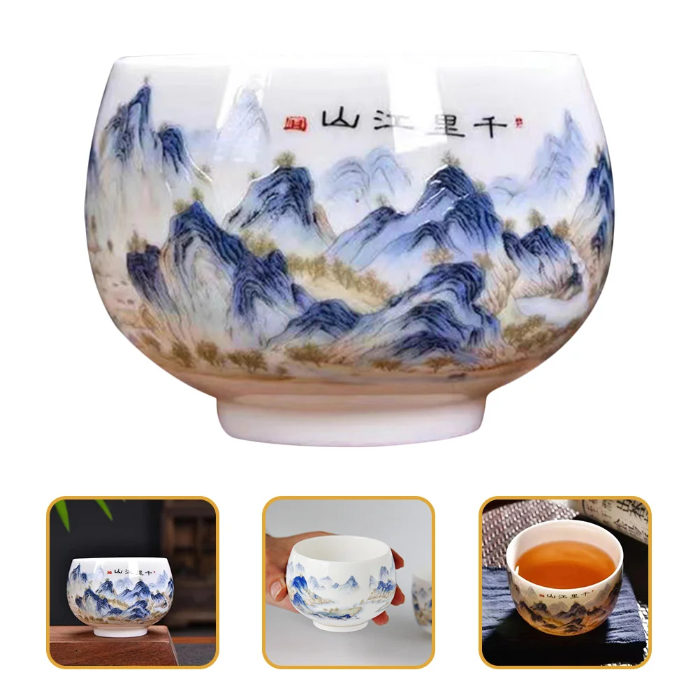 

Ceramic Tea Cup Hand Painted Traditional Chinese Design Landscape Pattern Multi-Use Home Office Gift Ceramic Cups for Tea