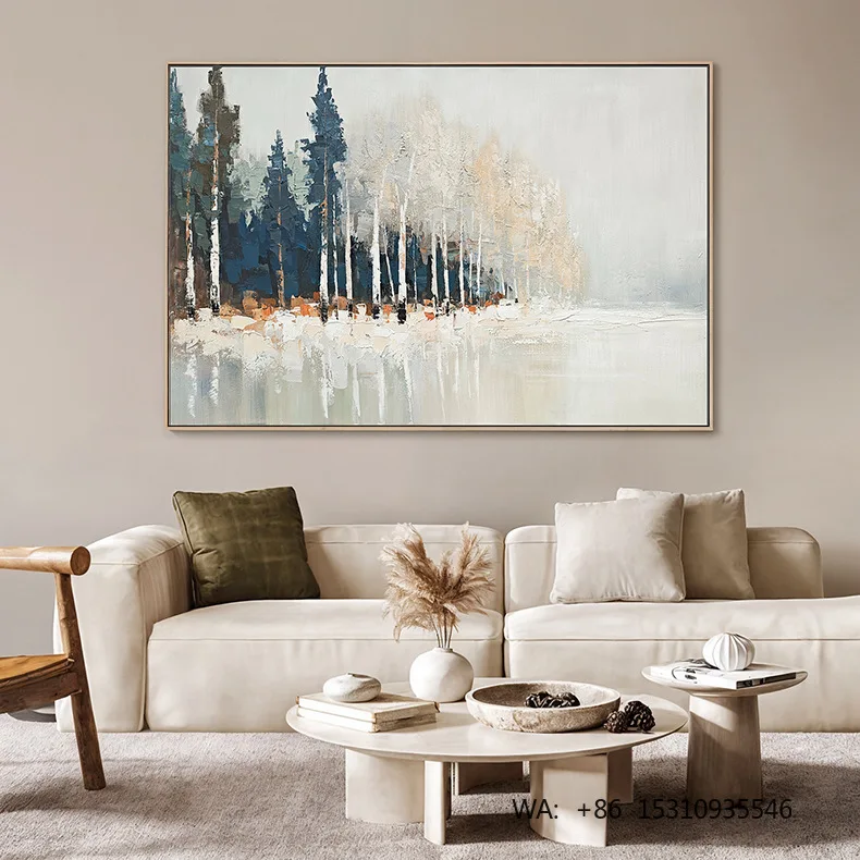 Art Deco Hanging Decorative Painting Canvas Handmade for Hotel Homestay Living Room Office Soft Decoration Background Wall