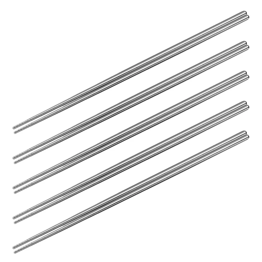 

5Pair Extra Long Stainless Steel Cooking Chopsticks 14.17 Inch Anti-Slip Reusable Metal Chopsticks for Frying Hot Pot Noodles