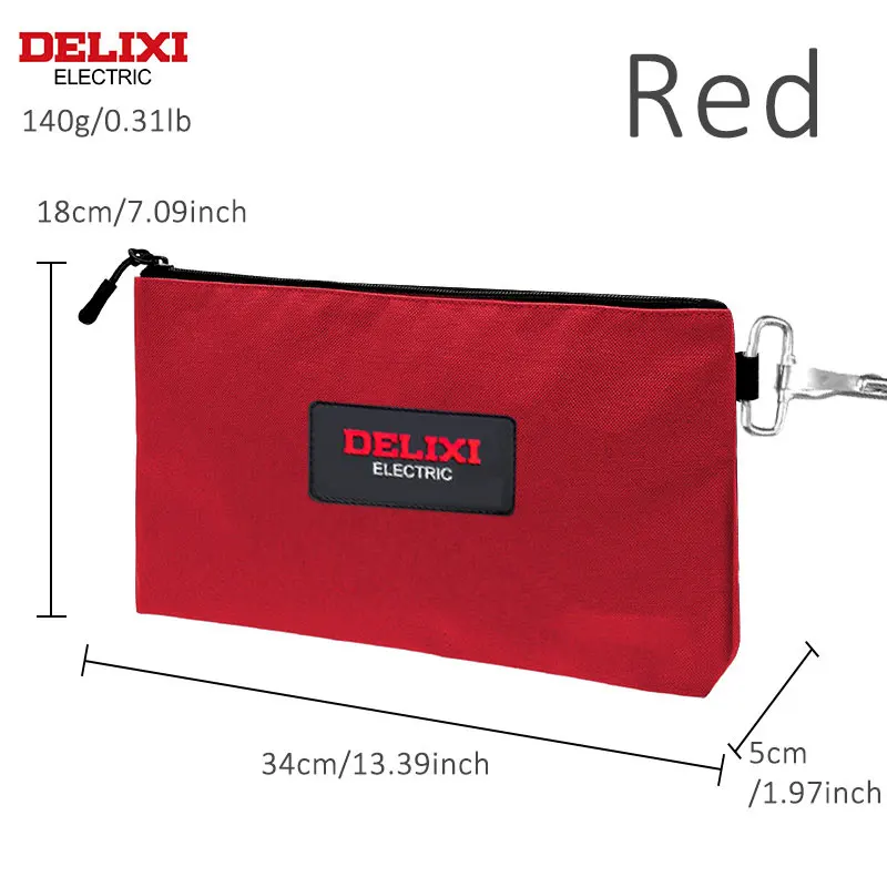 Bolsa de ferramentas elétrica DELIXI com zíper, bolsa de armazenamento pequena de 13,39 polegadas * 7,09 polegadas, bolsa de acabamento de armazenamento multiuso prática, bolsa de trabalho