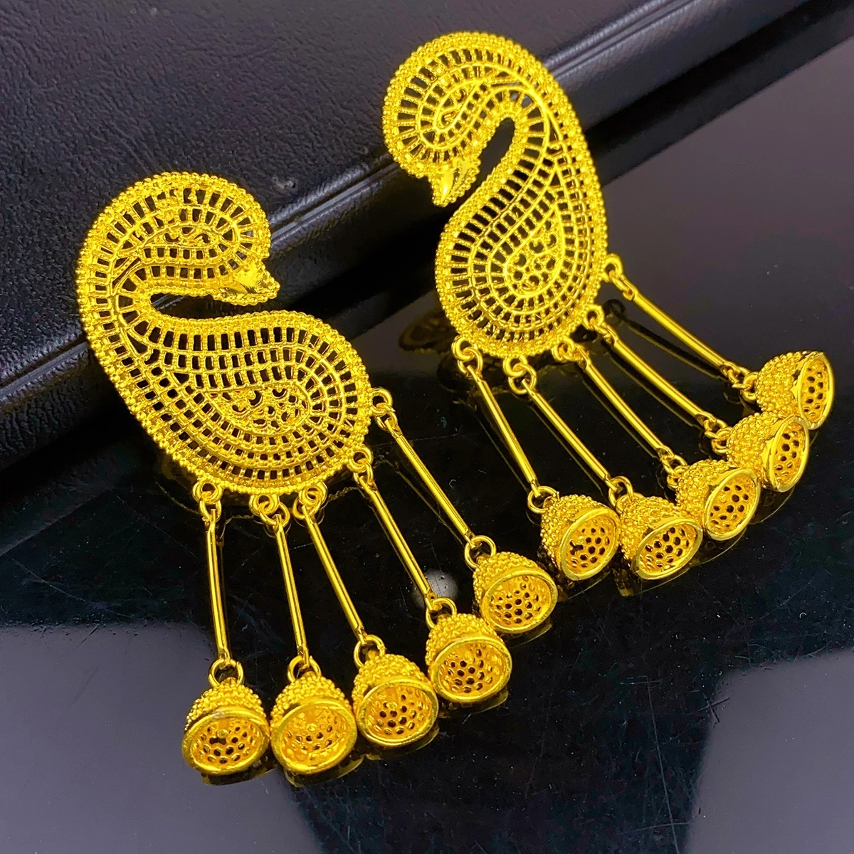 Luxury African Big Long Drop Earrings For Women 24k Gold Color Tassel Earrings Jewelry Gift Party Dubai Nigerian Wedding Gifts