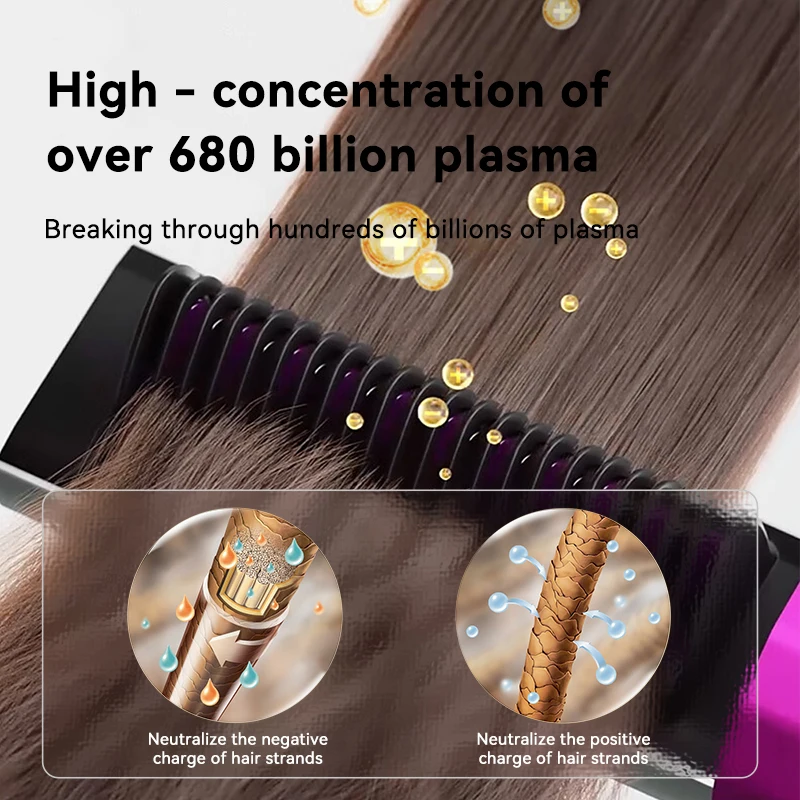 Kskin Plasma Hair Care Straightening Comb, High Crown Stralghtener, Dual-Use Curling Wand, Non-Charging Styling Brush,