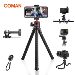 COMAN MT-40 Mini Octopus Flexible Trépied Pour Téléphone DSLR Caméra Stand Avec Télécommande Pour iPhone 15 14 Pro Max Support De Téléphone