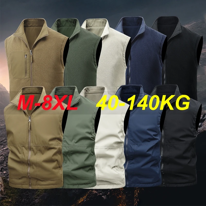 Men's Running Waistcoat Vest Double Side Wear Sleeveless Fishing Jacket Motorcycle Outdoor Hiking Camping Men Clothing