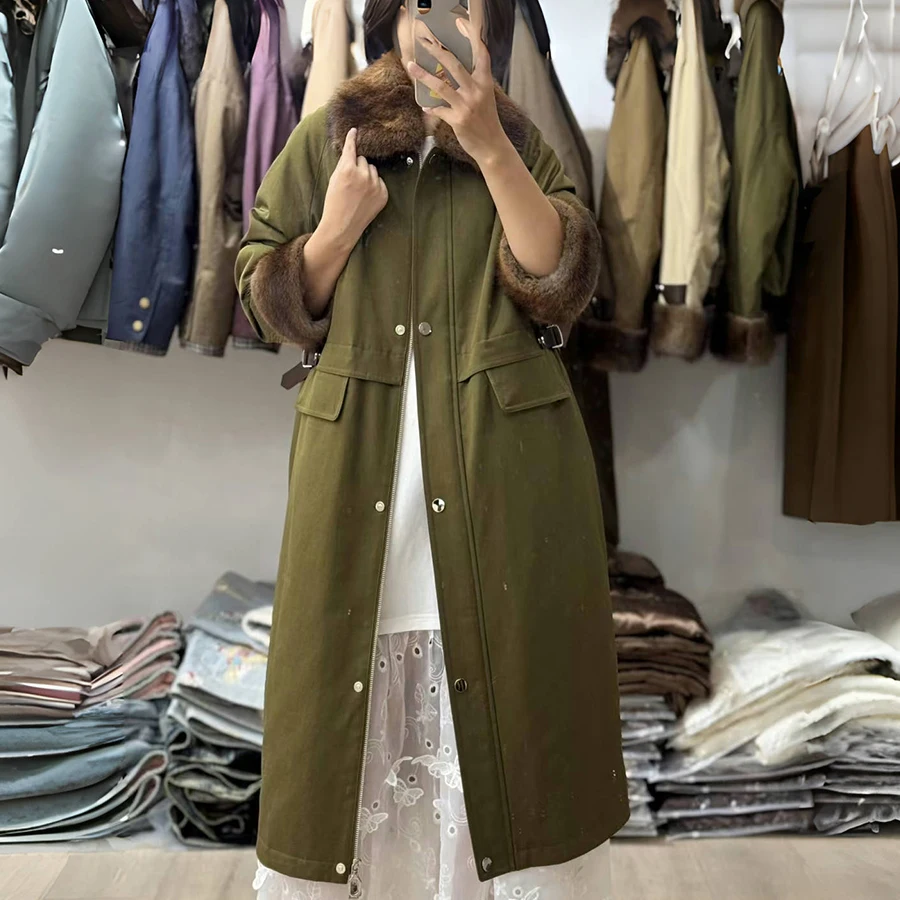 

Длинные пуховики из натурального меха, куртки-пуховики с воротником из лисьего меха, манжетами, куртка на молнии из натурального лисьего меха, роскошная женская зимняя куртка