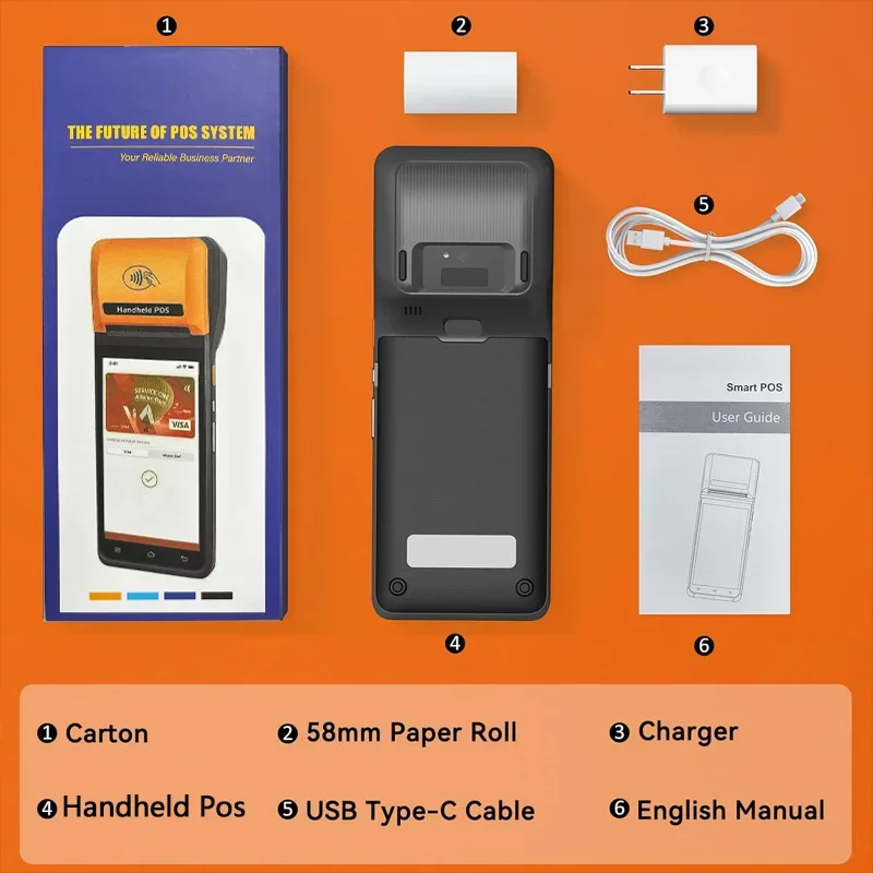 M MM5 "3GB + 16GB الكل في واحد مطعم فواتير المحمول أندرويد 12 يده Pos محطة شاشة تعمل باللمس آلة مع 58 مللي متر الحرارية Pri