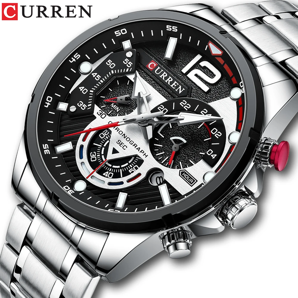 CURREN 8395 Fashion Men's Business Quartz Watches Waterproof Stainless Steel Brand Multi Functional Quartz Watch For Men