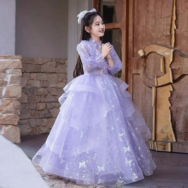 Anfitrião meninas vestido high-end luz luxo nicho aniversário das crianças princesa bonito estilo estrangeiro outono e inverno desempenho